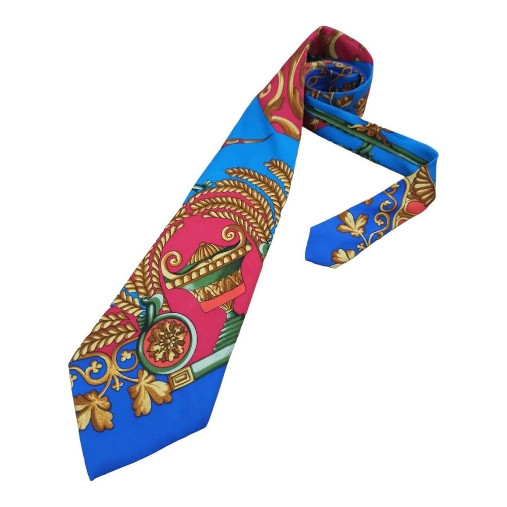 VERSUS GIANNI VERSACE Blue Royal Silk Tie ITALY 60"/ 3.7" EC